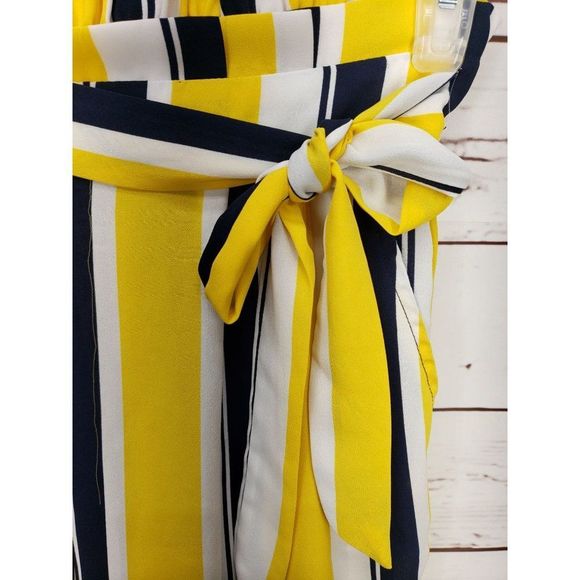 Haute Monde Striped Wide Leg Pants High Rise Trousers Yellow Black Size Small - Picture 11 of 12